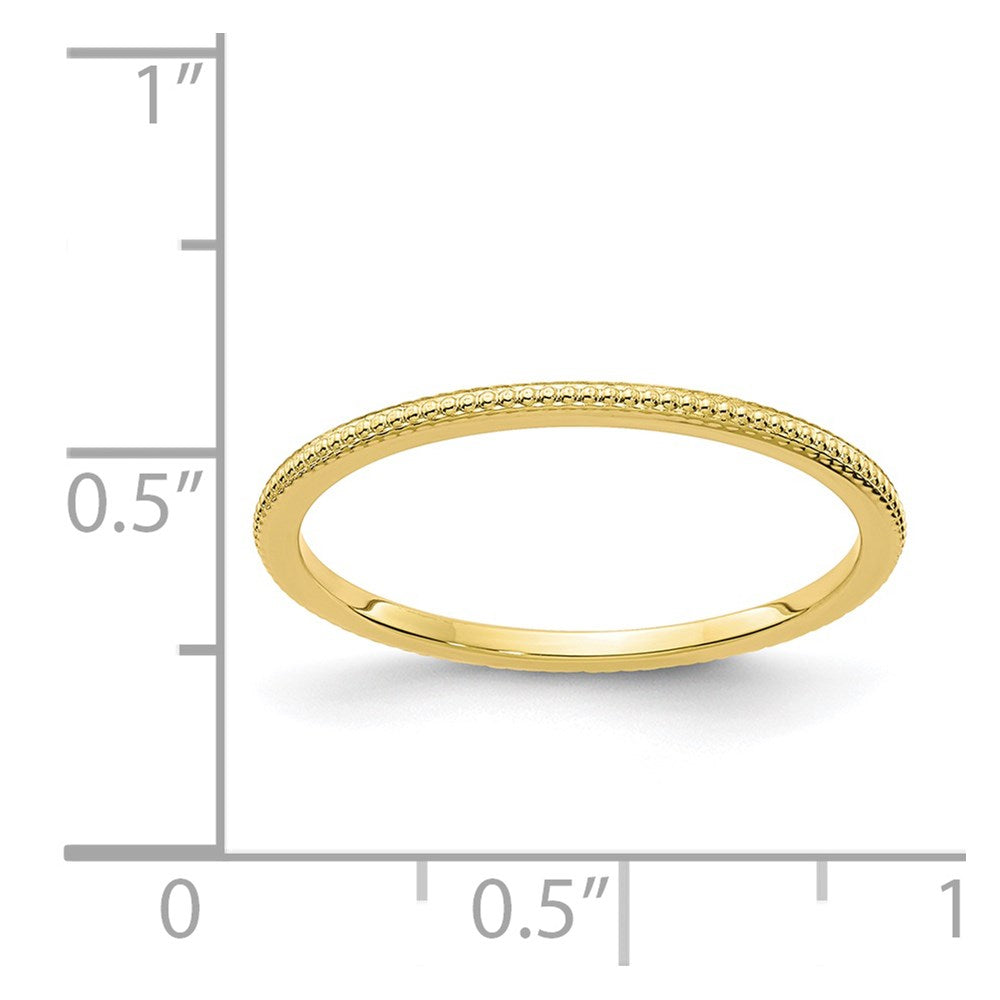 10K Yellow Gold 1.2mm Beaded Stackable Band