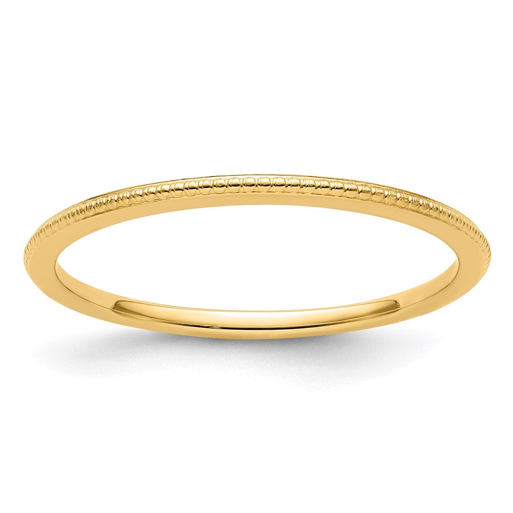 10K Yellow Gold 1.2mm Beaded Stackable Band