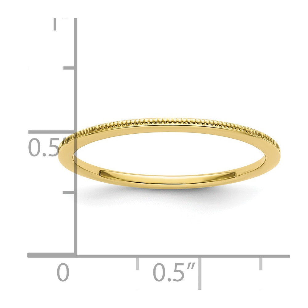 10K Yellow Gold 1.2mm Milgrain Stackable Band