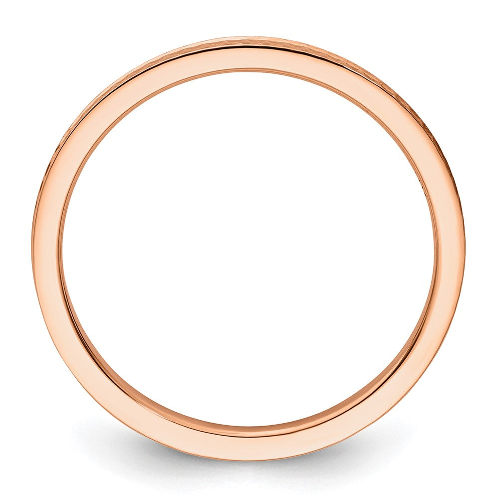 10K Rose Gold 1.2mm Criss-Cross Pattern Stackable Band