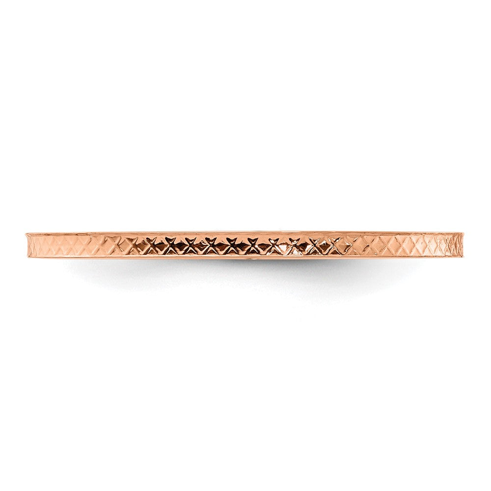 10K Rose Gold 1.2mm Criss-Cross Pattern Stackable Band