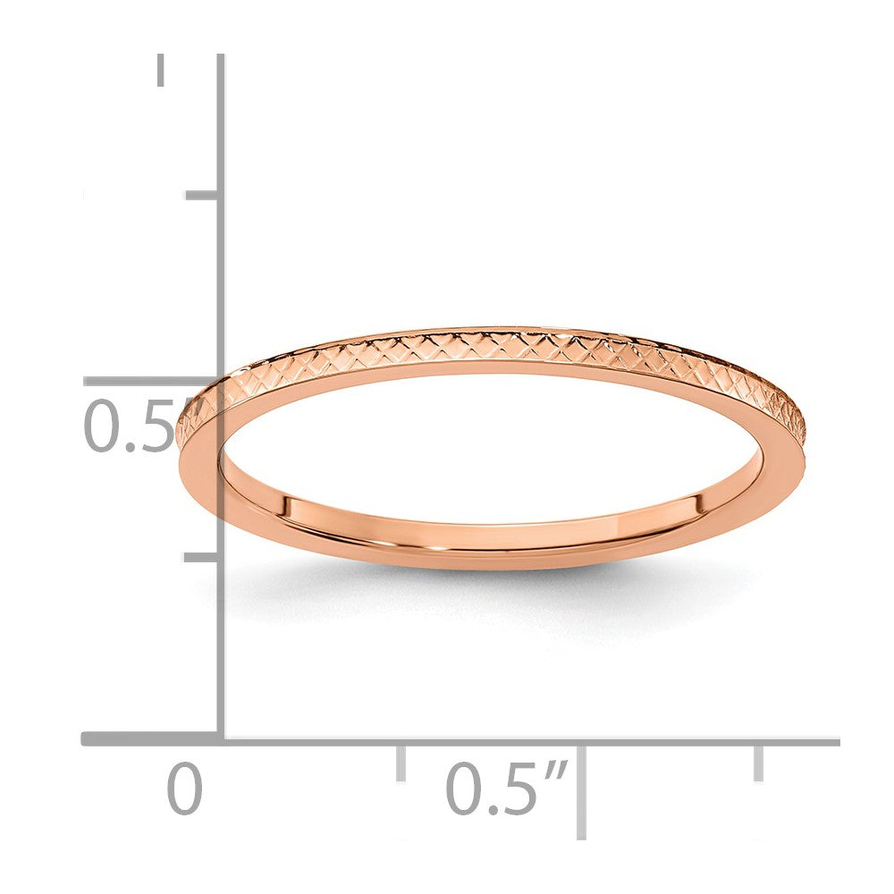 10K Rose Gold 1.2mm Criss-Cross Pattern Stackable Band