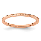 10K Rose Gold 1.2mm Criss-Cross Pattern Stackable Band