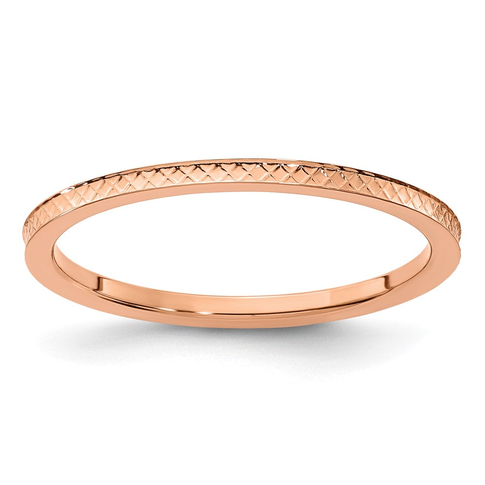 10K Rose Gold 1.2mm Criss-Cross Pattern Stackable Band