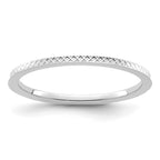 10K White Gold 1.2mm Criss-Cross Pattern Stackable Band