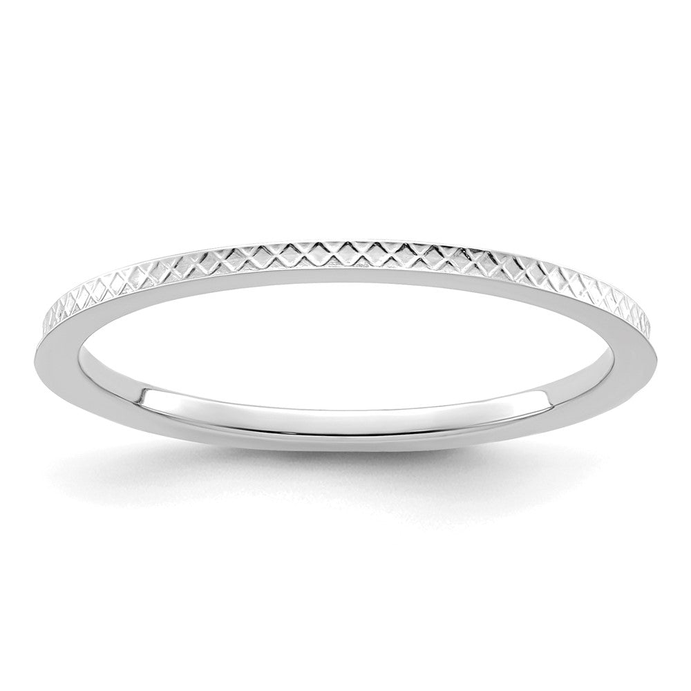 10K White Gold 1.2mm Criss-Cross Pattern Stackable Band
