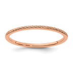 10K Rose Gold 1.2mm Twisted Wire Pattern Stackable Band