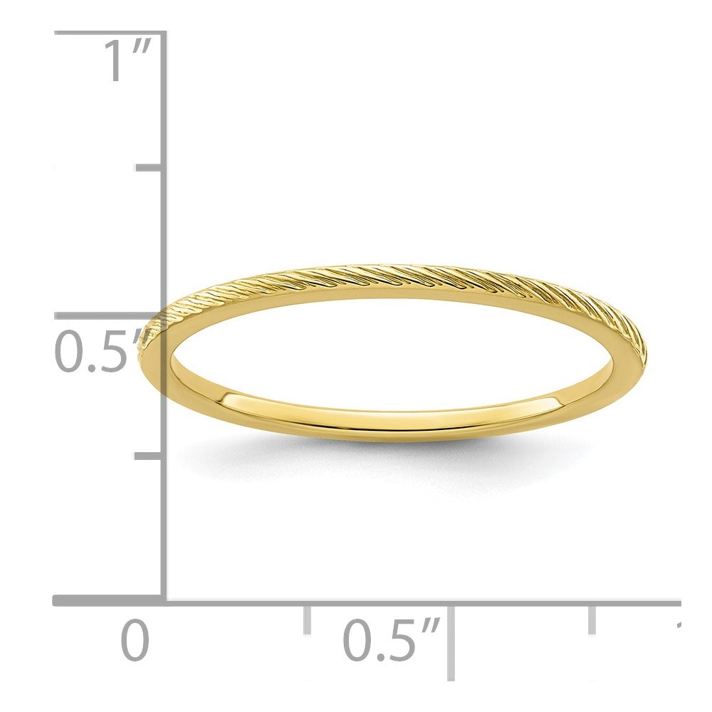 10K Yellow Gold 1.2mm Twisted Wire Pattern Stackable Band
