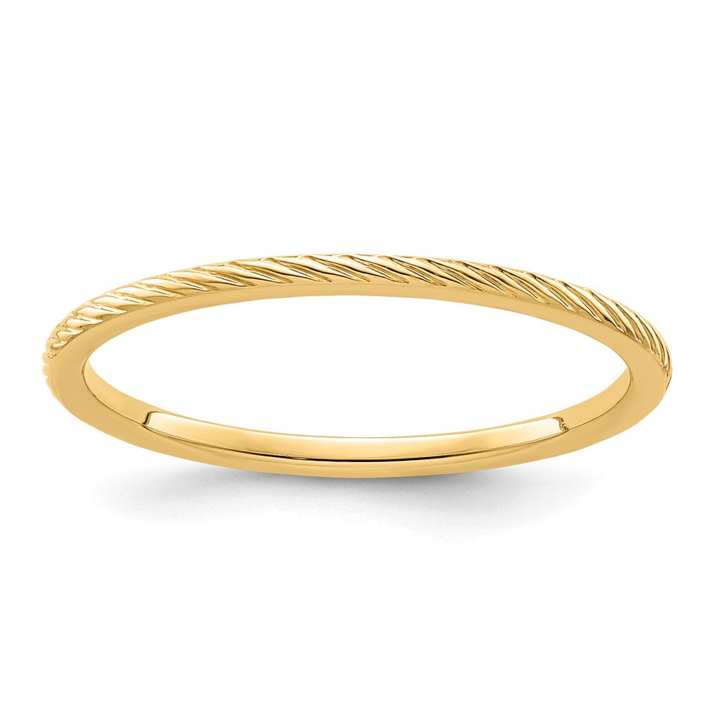 10K Yellow Gold 1.2mm Twisted Wire Pattern Stackable Band