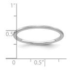10K White Gold 1.2mm Half Round Satin Stackable Band