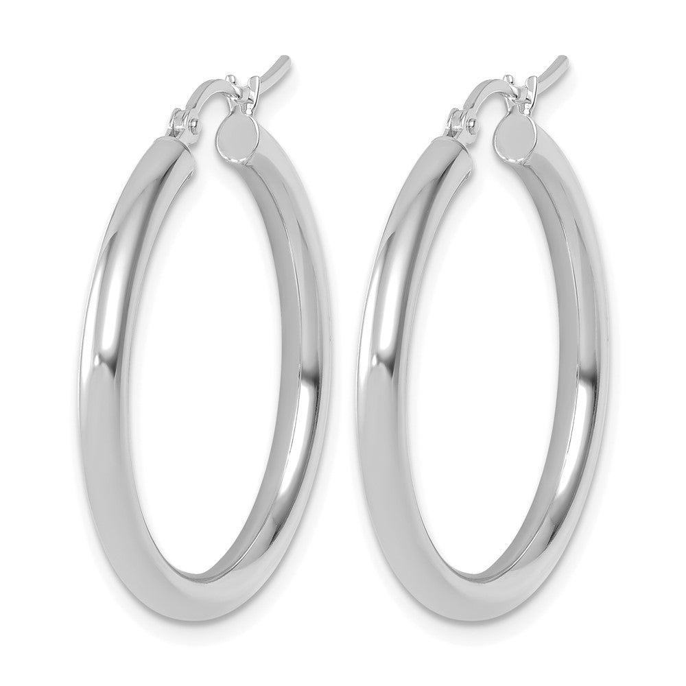 14K White Gold Polished Hoop Earrings