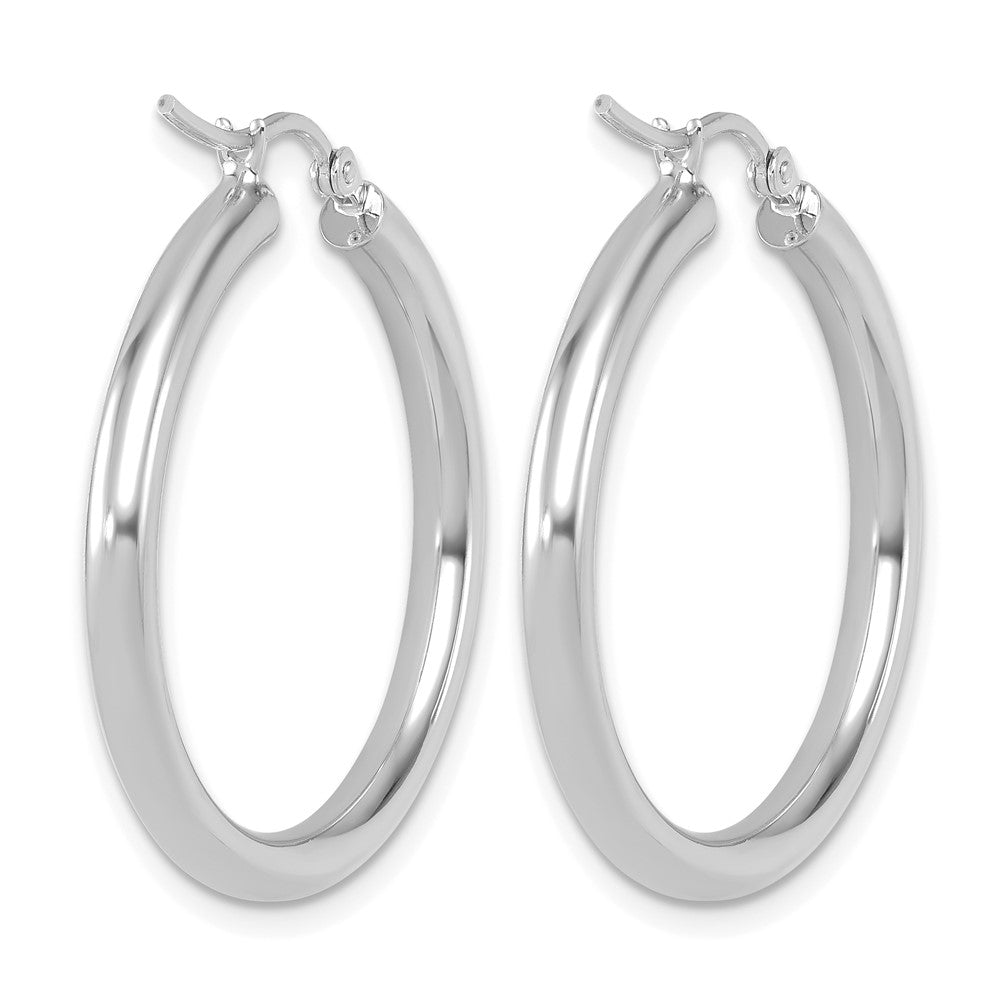 14K White Gold Polished Hoop Earrings