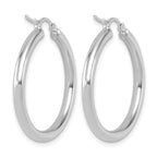 14K White Gold Polished Hoop Earrings