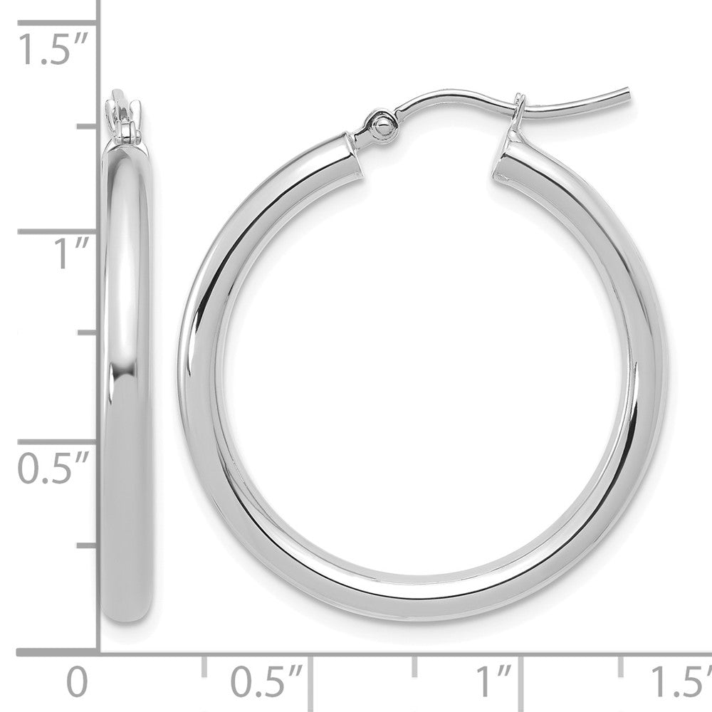 14K White Gold Polished Hoop Earrings