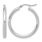 14K White Gold Polished Hoop Earrings