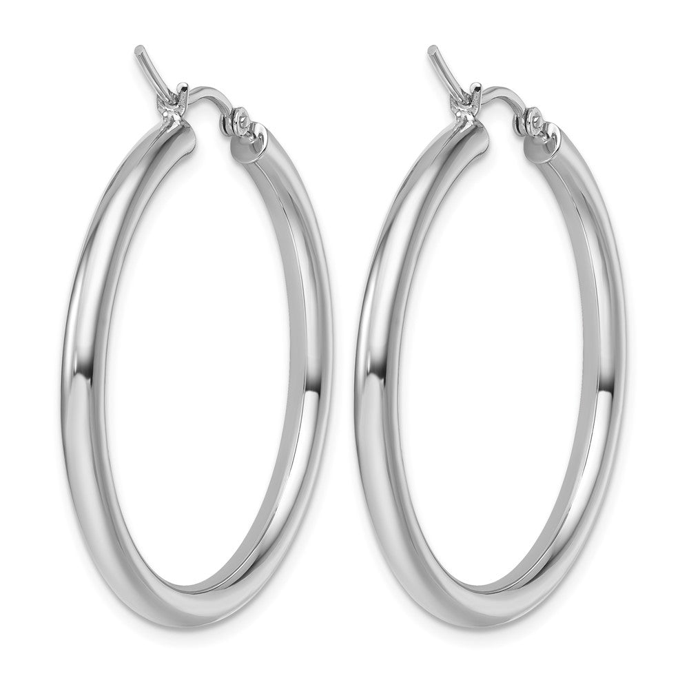 14K White Gold Polished Hoop Earrings