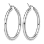 14K White Gold Polished Hoop Earrings