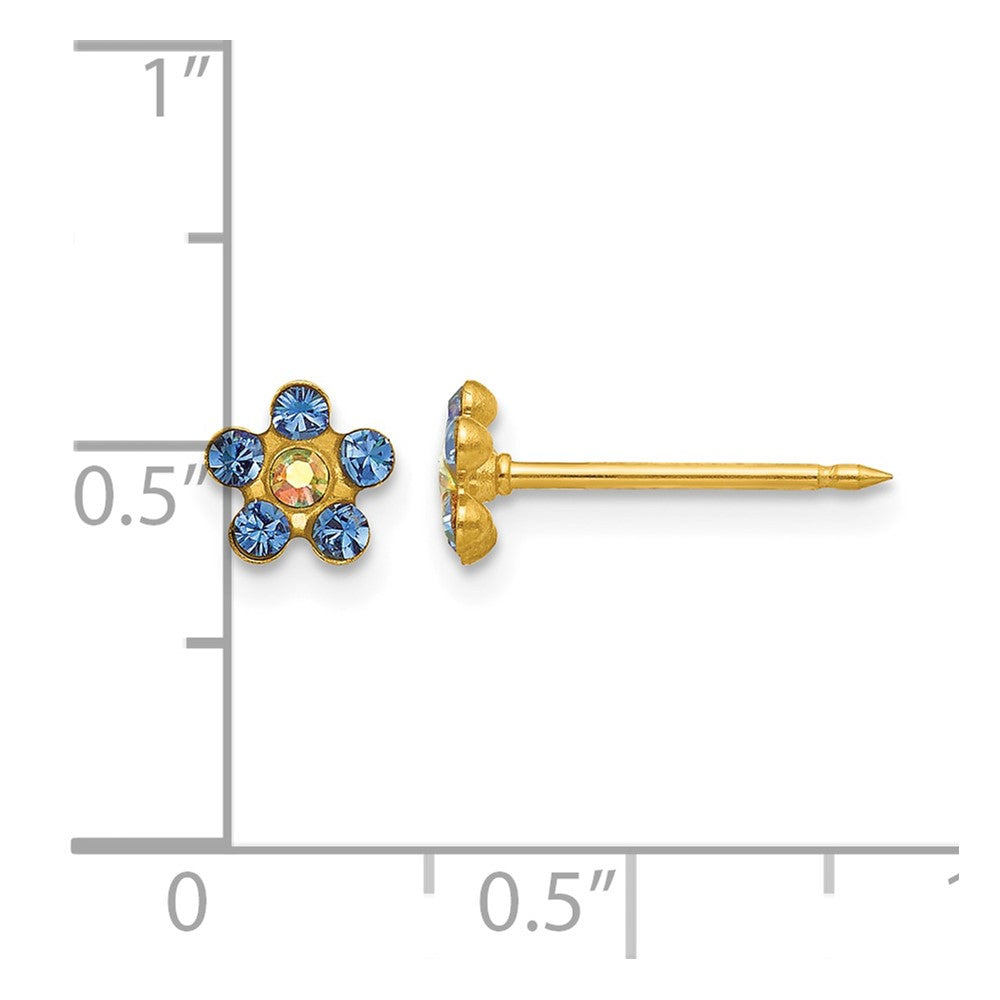 Inverness 14k Blue and Aurora Borealis Crystal Flower Post Piercing Earrings