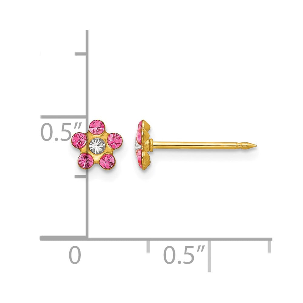 Inverness 14k Rose and Aurora Borealis Crystal Flower Post Piercing Earrings