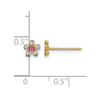 Inverness 14k Clear and Rose Crystal Flower Post Piercing Earrings
