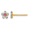 Inverness 14k Clear and Rose Crystal Flower Post Piercing Earrings