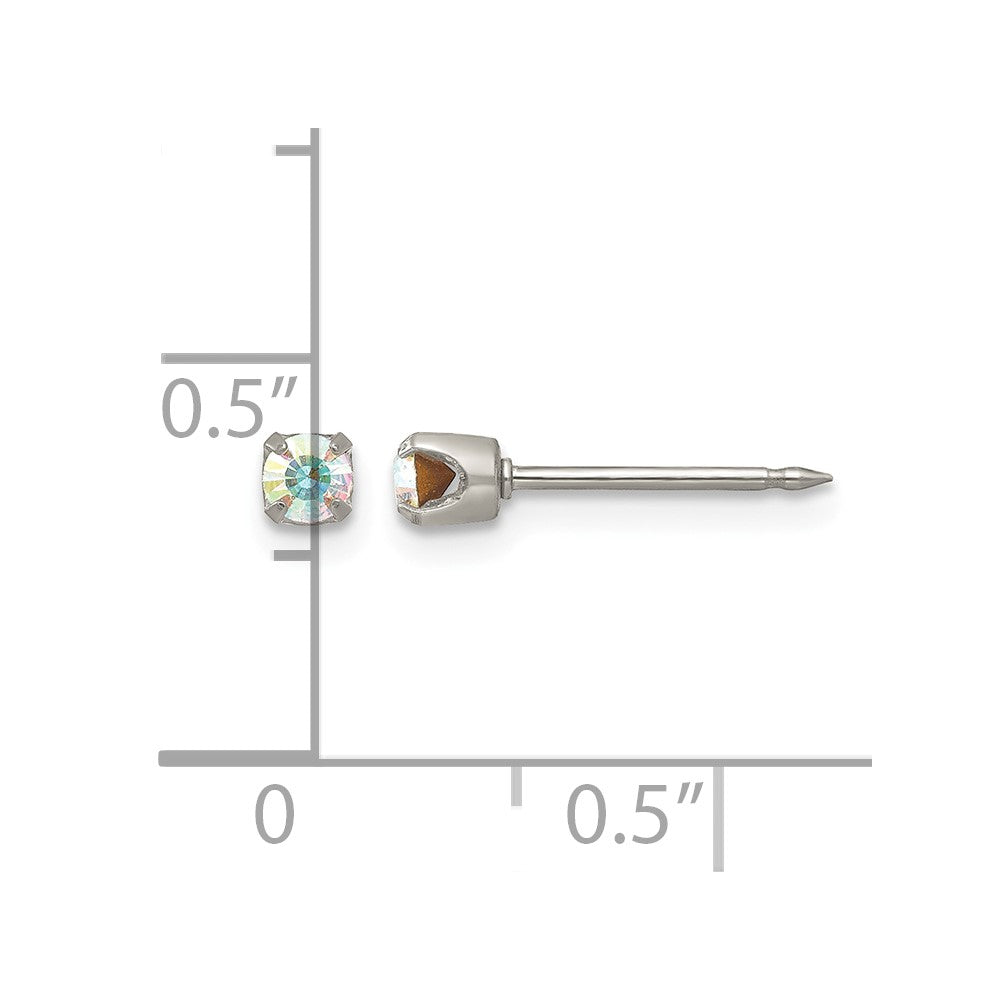 Inverness Stainless Steel 3mm Aurora Borealis Crystal Post Piercing Earrings