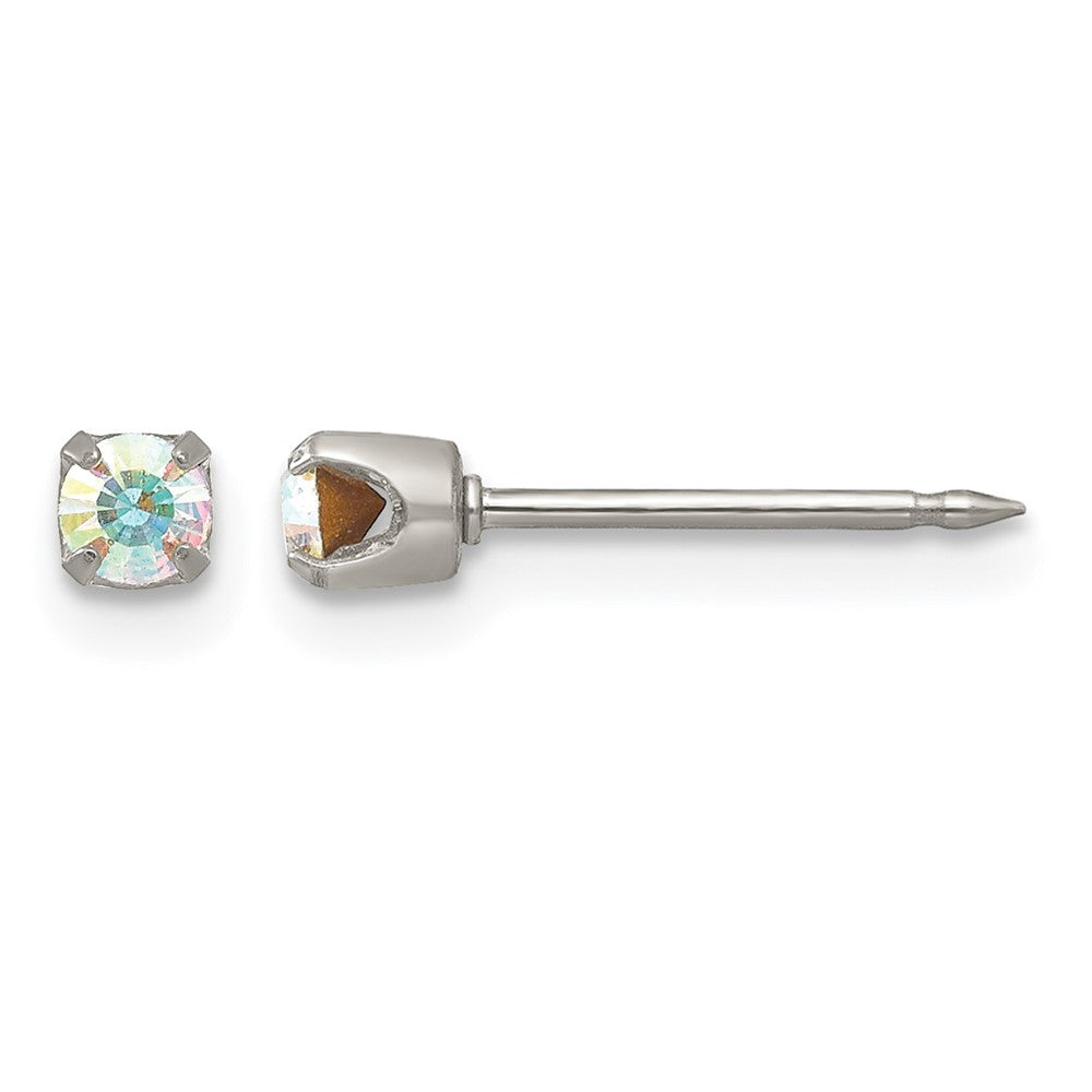 Inverness Stainless Steel 3mm Aurora Borealis Crystal Post Piercing Earrings
