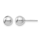 14K White Gold Polished 6mm Ball Post Earrings