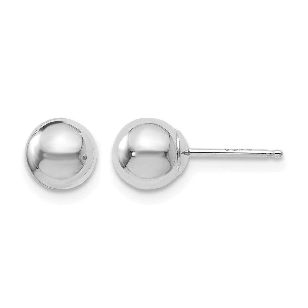 14K White Gold Polished 6mm Ball Post Earrings