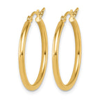 14K 2x25mm Polished Hoop Earrings