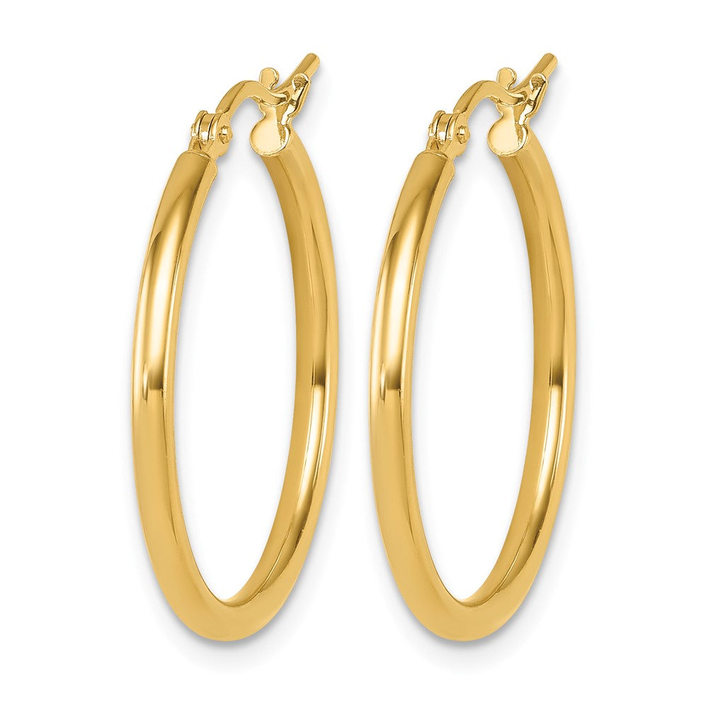 14K 2x25mm Polished Hoop Earrings