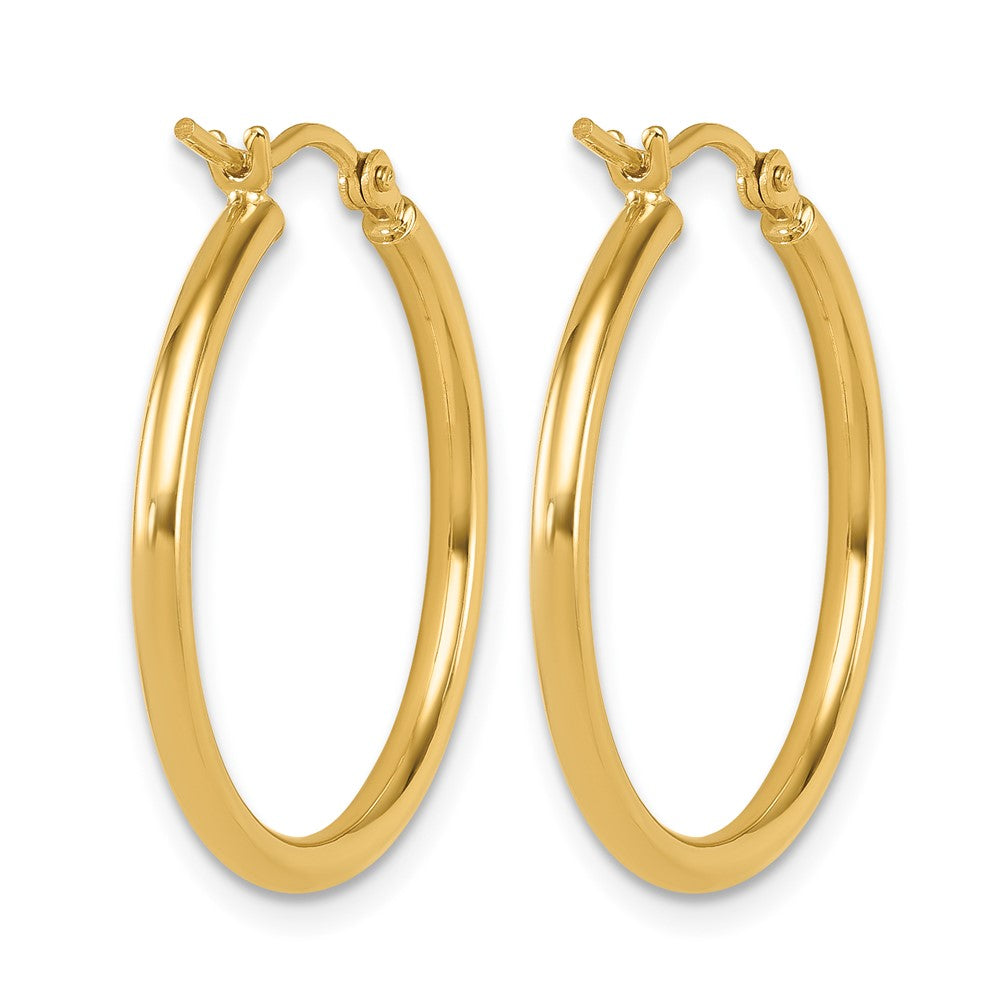 14K 2x25mm Polished Hoop Earrings