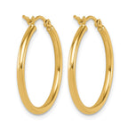 14K 2x25mm Polished Hoop Earrings