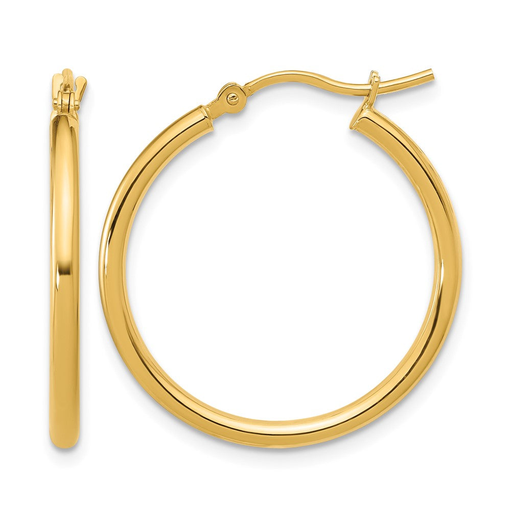 14K 2x25mm Polished Hoop Earrings