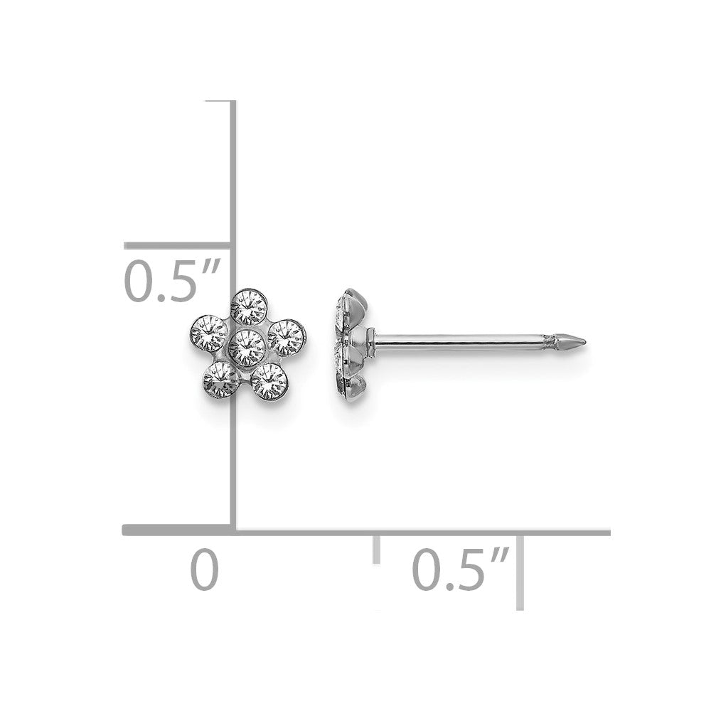 Inverness 14k White Gold Clear Crystal Flower Post Piercing Earrings
