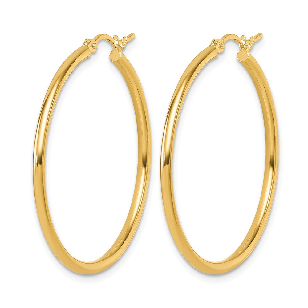 14K Polished 2x35mm Hoop Earrings