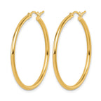 14K Polished 2x35mm Hoop Earrings