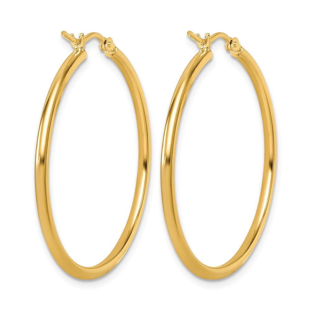 14K Polished 2x35mm Hoop Earrings