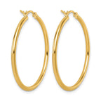 14K Polished 2x35mm Hoop Earrings