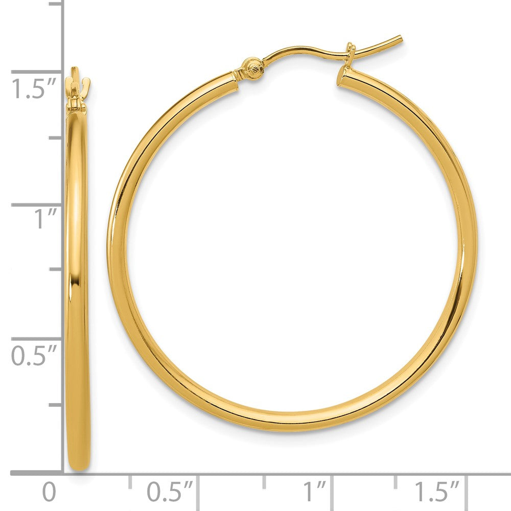14K Polished 2x35mm Hoop Earrings