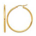 14K Polished 2x35mm Hoop Earrings