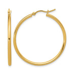 14K Polished 2x35mm Hoop Earrings