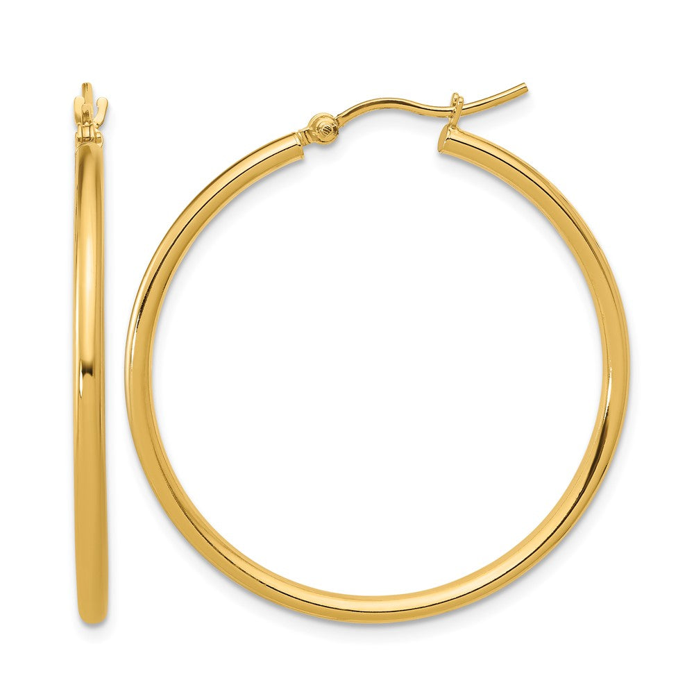 14K Polished 2x35mm Hoop Earrings