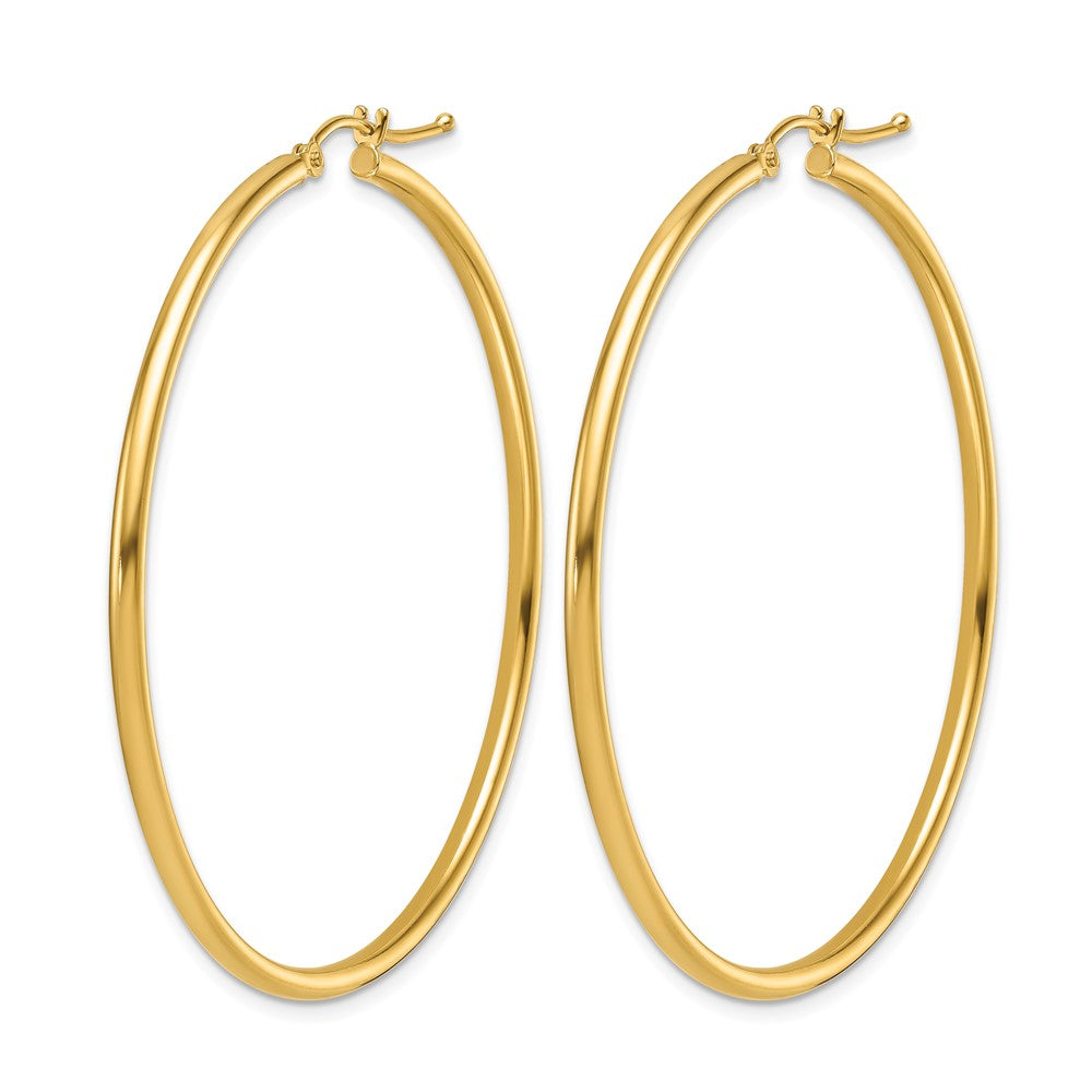 14K Polished 2mm Hoop Earrings