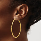 14K Polished 2mm Hoop Earrings