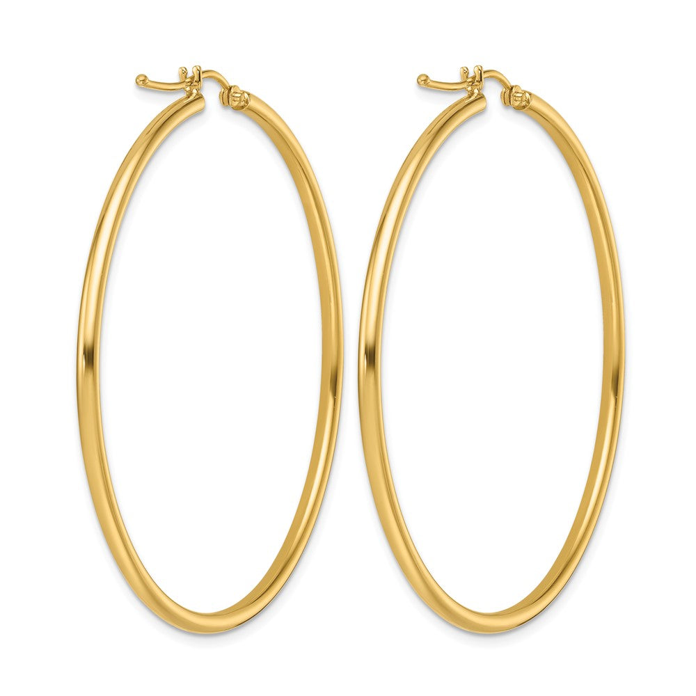 14K Polished 2mm Hoop Earrings