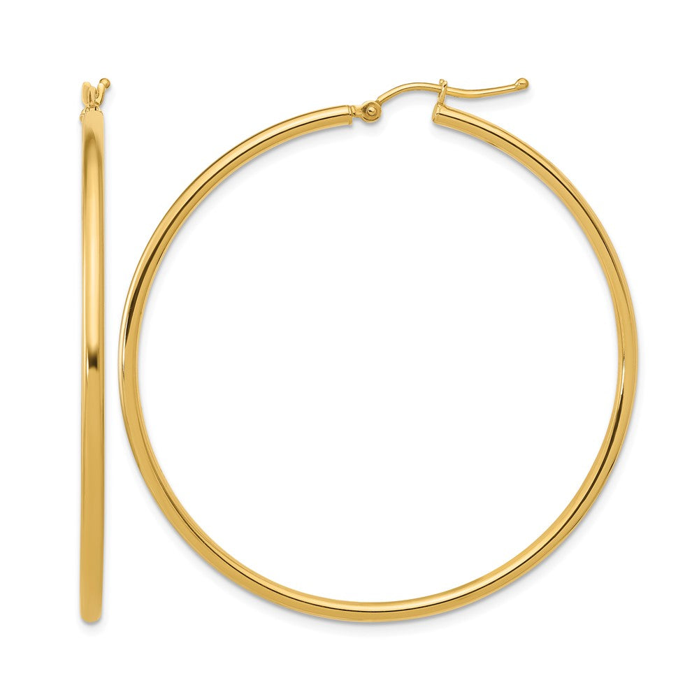 14K Polished 2mm Hoop Earrings