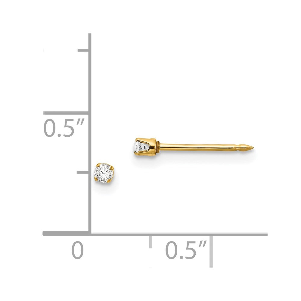 Inverness 14k 2mm CZ Post Piercing Earrings