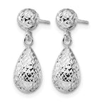 14K White Gold D/C Post Dangle Earrings
