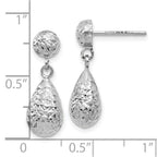 14K White Gold D/C Post Dangle Earrings